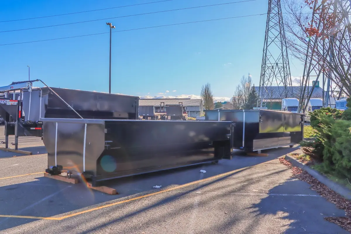 Roll-off dumpster ready for waste disposal at job site for 2 Yard Dumpster Rental in Northfield